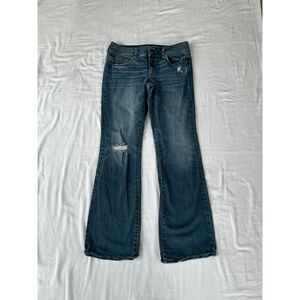 Women's American Eagle Stretch Bootcut, Ripped Jeans, Size 8, Medium Wash,